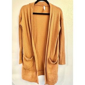 Tickled Teal Women's Long Sleeve Knit Open Front Sweater Cardigan Pockets Sz Med